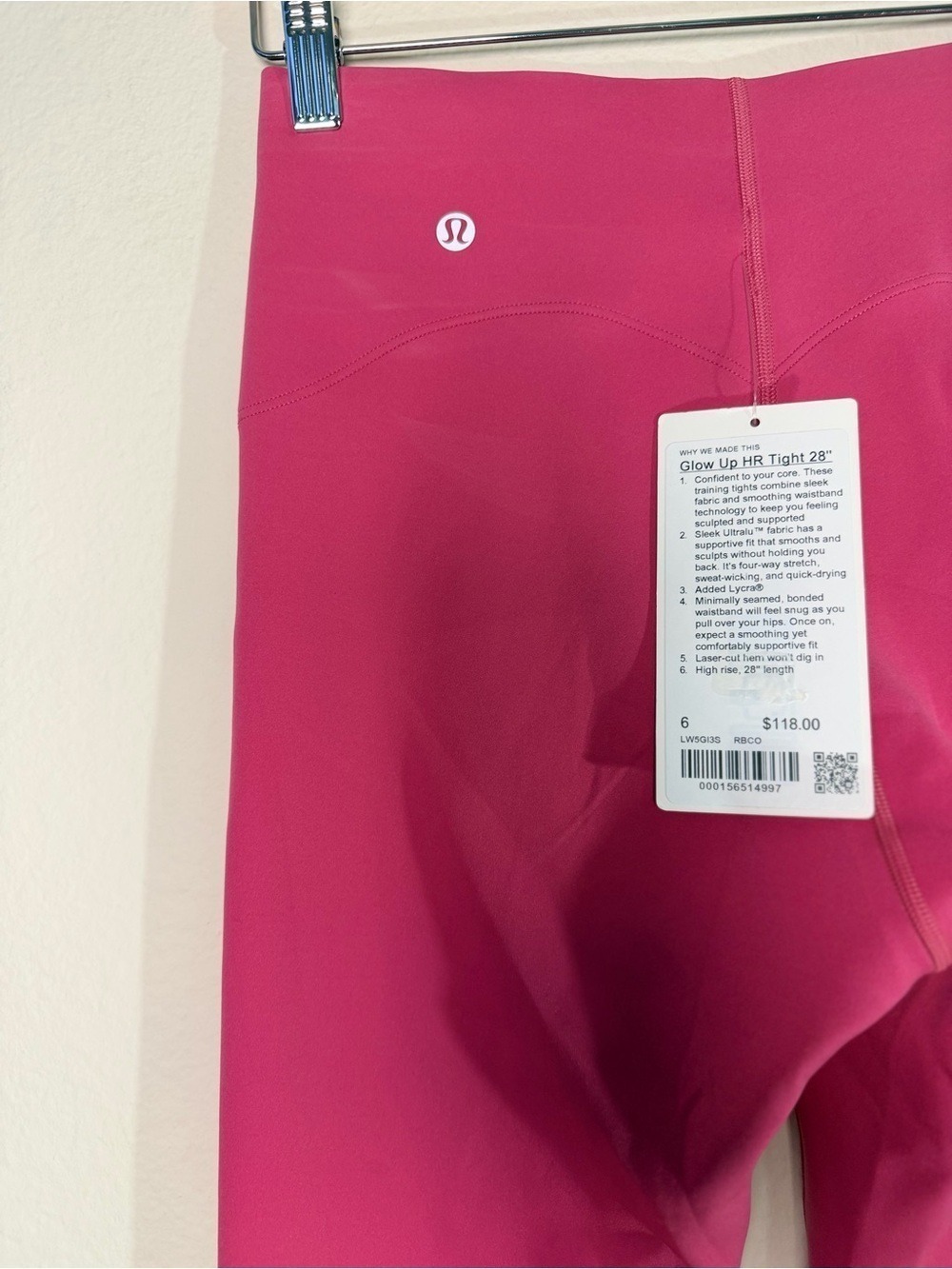 Lululemon Glow Up HR Tight 28” Raspberry Coulis RBCO Size 6 NWT - Picture 11 of 11